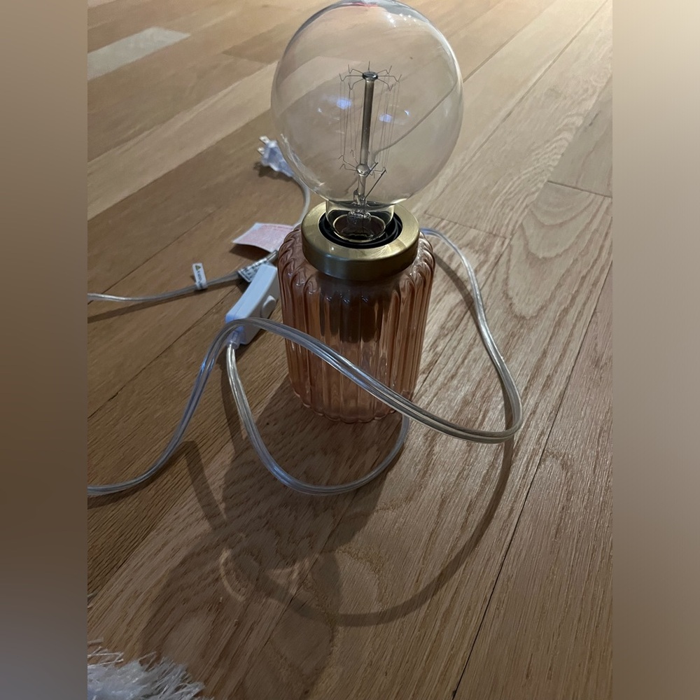 Vintage Ribbed Glass Table Lamp